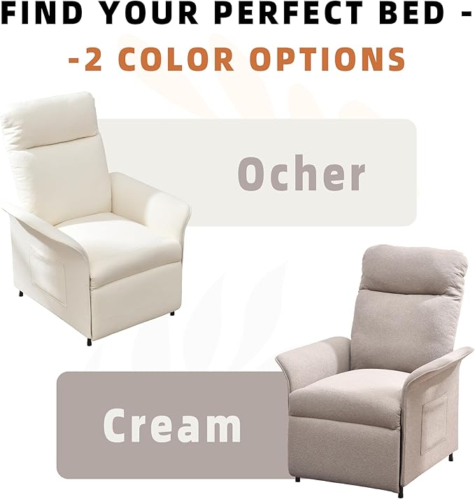 Power Recliner Chair, Adjustable Electric Recliner Chairs for Adults, Sleeper Sofa Bed with Remote Control & Side Pocket, Linen Upholstered Chair for Living Room/Bedroom, Easy Assembly, Beige
