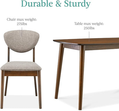 Best Choice Products 5-Piece Dining Set, Compact Mid-Century Modern Table & Chair Set for Home, Apartment w/ 4 Chairs, Padded Seats & Backrests, Wooden Frame - Walnut/Light Gray