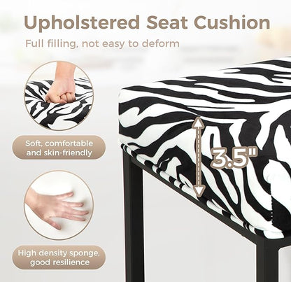 MAISON ARTS Bar Stools Set of 3 | Counter & Bar Height Kitchen Island Stools | Modern Black & White Zebra Stripes Metal Barstools | 24" Backless Farmhouse Bar Height Stools