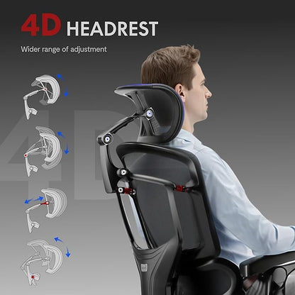 FLEXISPOT ErgoX-PRO Ergonomic Office Chair with Footrest Black – Cloudtech Cushion, 5D Lumbar, 7D Armrests, 4D Headrest, 551LBS Capacity – Office, Gaming, Home