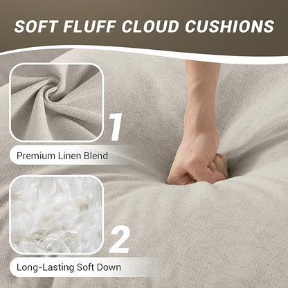 48” Oversized Chaise Lounge Chair, Modular Sectional Sofa, Down Fill Cloud Couch with Washable Cover, Single Seater with Ottoman, Sectional Couches for Living Room Apartments, Light Gray