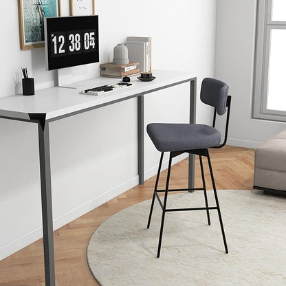 COSTWAY Bar Stools Set of 4, 29” Upholstered Bar Height Chairs with Back, 360° Swivel Dining Chairs with Heavy-Duty Metal Legs and Footrests, for Kitchen Island, Dining Room, Bar (4, Grey)