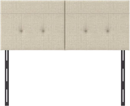 Queen Headboard Only with Adjustable Metal Legs, Faux Leather Upholstered Headboard Queen Size, Modern Stylish Headboard with Sunken Dot Design, Sturdy Bed Headboard for Bedroom, Linen
