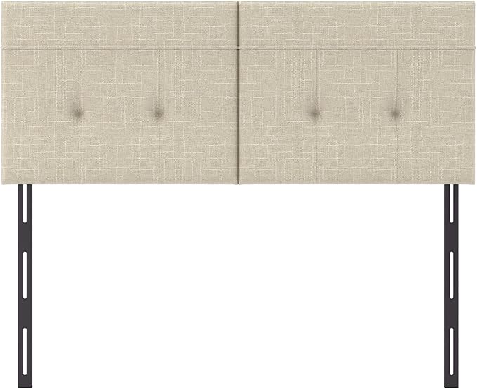 King Headboard Only with Adjustable Metal Legs, Faux Leather Upholstered Headboard King Size, Modern Stylish Headboard with Sunken Dot Design, Sturdy Bed Headboard for Bedroom, Linen