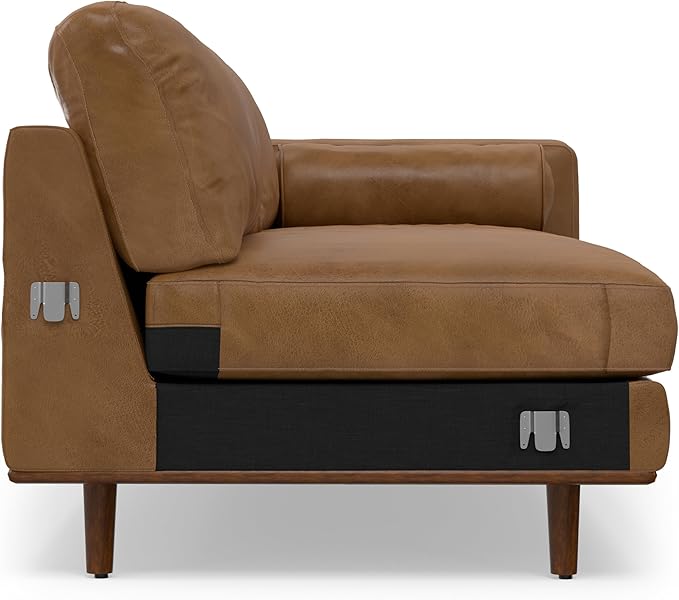 SIMPLIHOME Morrison Left Sectional Sofa in Full-Grain Genuine Leather, Caramel Brown, 102-inches Wide, L-Shaped Leather Couch with Left Chaise for The Living Room and Family Room