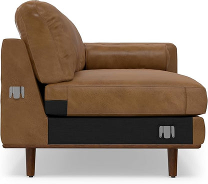SIMPLIHOME Morrison Left Sectional Sofa in Full-Grain Genuine Leather, Caramel Brown, 102-inches Wide, L-Shaped Leather Couch with Left Chaise for The Living Room and Family Room