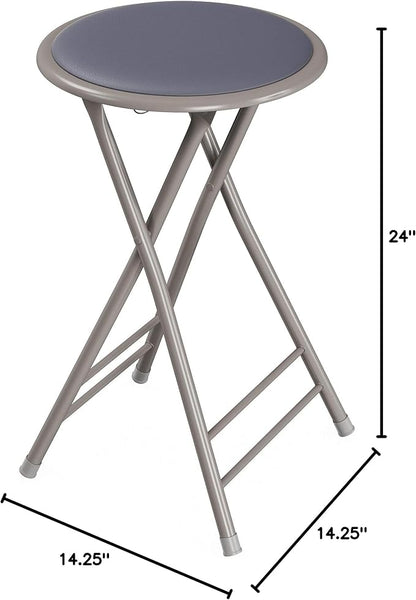 Lavish Home Counter-Height Bar Stools - Set of 2 Heavy-Duty 24-Inch Backless Folding Chairs with 225 LBS Capacity for Kitchen or Rec Room (Gray)