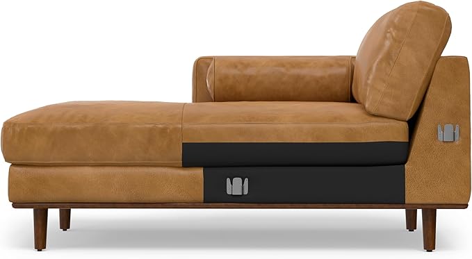 SIMPLIHOME Morrison Left Sectional Sofa in Full-Grain Genuine Leather, Sienna, 102-inches Wide, L-Shaped Leather Couch with Left Chaise for The Living Room and Family Room