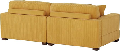 Modular Sectional Couches for Living Room, Modern Loveseat 2-Seater Sofa Couch with Ottoman, Upholstered Couches for Living Room Bedroom, Orange