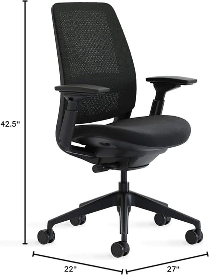 Steelcase Series 2 Office Chair - Ergonomic Work Chair with Wheels for Hard Flooring - with Back Support, Weight-Activated Adjustment & Arm Support - Adjustable Rolling Chairs for Desk - Licorice