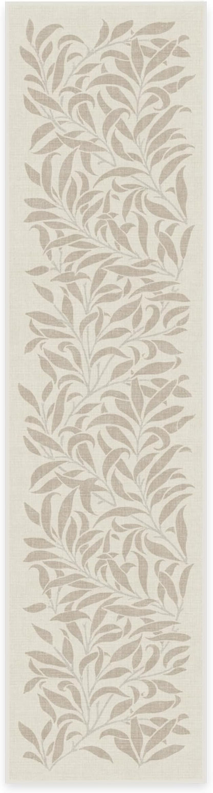 RUGGABLE x Morris & Co Machine Washable Runner Rug – Pure Willow Boughs Natural 2.5x10, Stain-Resistant, Non-Slip – Washable Rug for Hallway, Entryway, Living Room & Kitchen–with Cushioned Pad