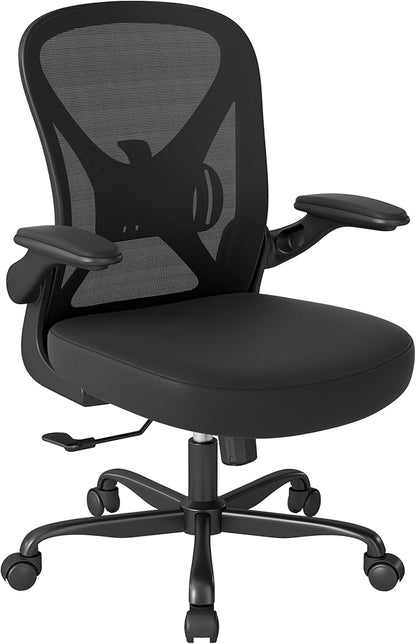 ZZH Ergonomic Office Chair Set of 10 with Adjustable Lumbar Support, Mesh Home Office Desk Chair with Wheels and Flip-up Arms, Black