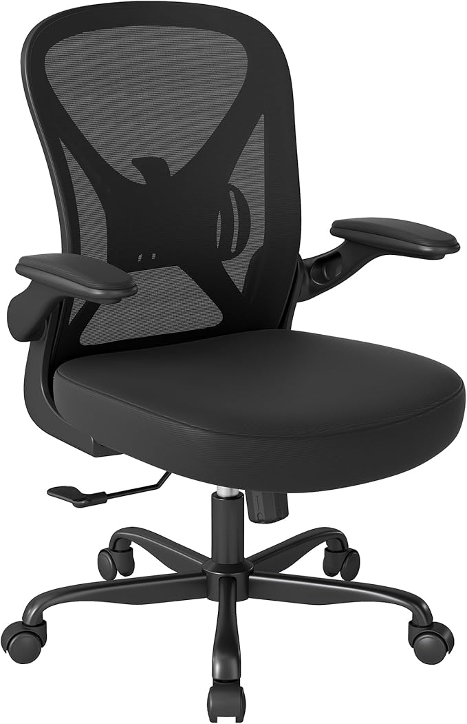 ZZH Ergonomic Office Chair Set of 8 with Adjustable Lumbar Support, Mesh Home Office Desk Chair with Wheels and Flip-up Arms, Black