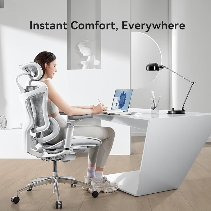 SIHOO Doro C300 Pro Ergonomic Office Chair with Ultra-Soft 6D Armrests, Dynamic Lumbar Support, Seat Depth Adjustment, Adjustable Backrest, Big and Tall Desk Chair for Home Office (Grey)