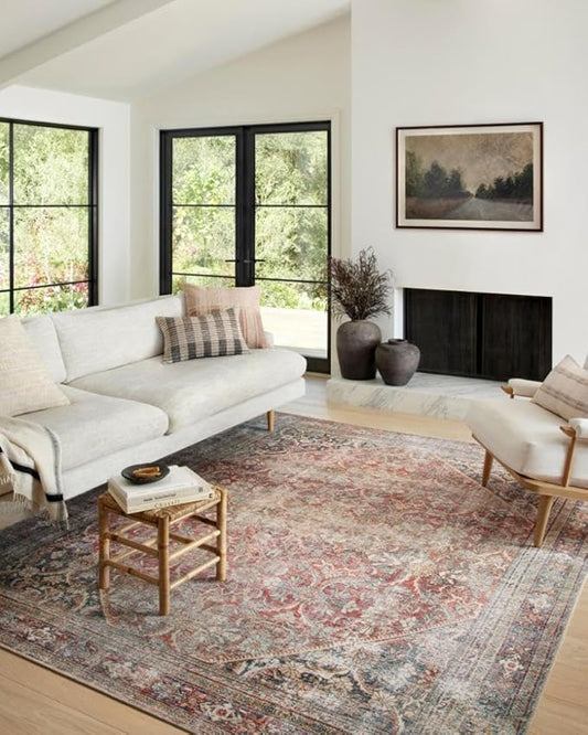 Loloi Amber Lewis Georgie Collection GER-01 Red/Navy 2'-6" x 9'-6", .19" Pile Height, Runner Rug