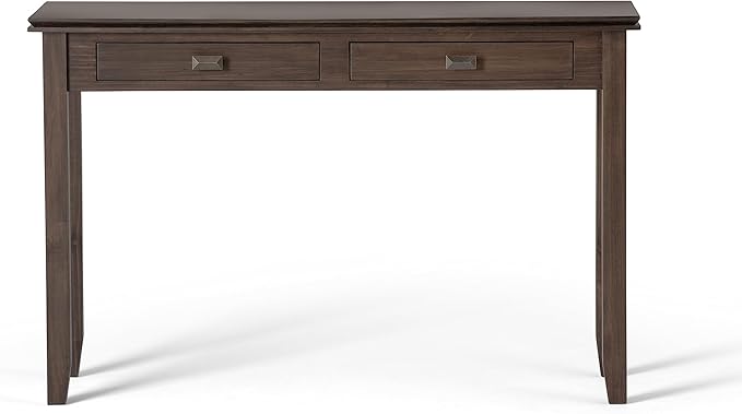 SIMPLIHOME Artisan Console Table - 46 Inch Wide Solid Wood Sofa Table in Natural Aged Brown, Transitional Storage Table for Entryway or Living Room with 2 Drawers and Clean Angle-Edged Top