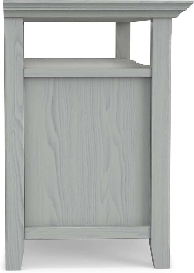SIMPLIHOME Amherst 54-inch Wide Solid Wood TV Stand in Fog Grey, Transitional-Style Media Console for Living Room with Adjustable Shelves and Cable Management