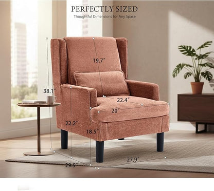 Accent Chair for Living Room Chairs Upholstered Oversized Reading Chair Armchair Accent Chairs for Living Room Chair with High Back and Wood Legs, Arm Chair Comfy Chair for Bedroom(Orange red)