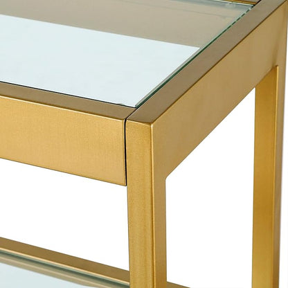 Henn&Hart 36" Wide Rectangular Console Table in Brass, Entryway Table, Accent Table for Living Room, Hallway