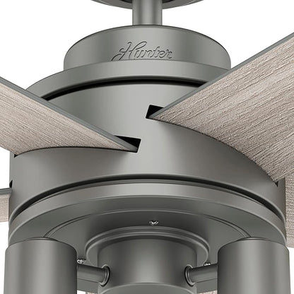 Hunter Fan Company, 51842, 52 inch Hardwick Matte Silver Ceiling Fan with LED Light Kit and Handheld Remote