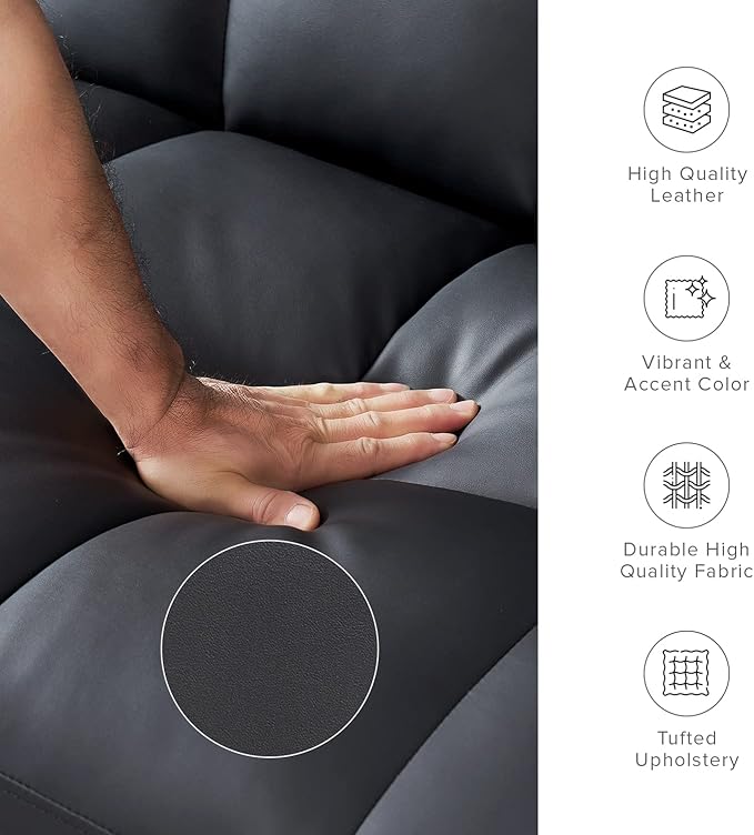 mopio 76.4" Futon Sofa Bed, Couch, Loveseat, Sleeper Sofa, Mid Century Modern Futon Couch, Sofa Cama, Couches for Living Room (Aaron PU, Midnight Black)