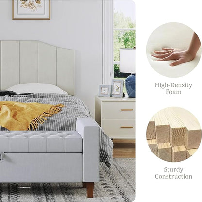 Velvet Queen Size Headboard, Upholstered Headboard Queen/Full Size Wall Mount and Bed Frame Mount, Featuring High-Density Sponge Padding Luxury Texture Easy Assembly Comfort Style-Cream