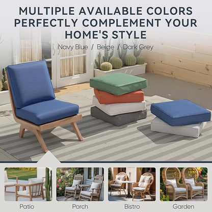8-Piece Outdoor Patio Cushion Set - Fade & Water Resistant with Removable Olefin Cover, 22x24x4 Inch Memory Foam Cushions for Wicker Sectional Sofa – Blue/Regular