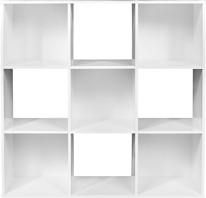 ClosetMaid 9 Cube Laminated Wood Reversible Stackable Open Bookcase Display Shelf Storage Organizer for Home and Office Organization, White