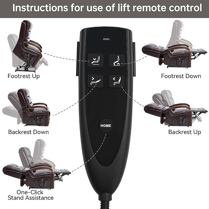 Dual Motor Recliner Lift Chair with Heat and Massage, Heavy Duty Leather Power Lift Recliner Chair Idea Gifts for Seniors, Stand Assistance, Dark Brown