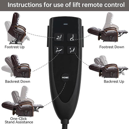 Dual Motor Recliner Lift Chair with Heat and Massage, Heavy Duty Leather Power Lift Recliner Chair Idea Gifts for Seniors, Stand Assistance, Dark Brown