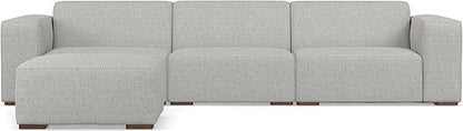SIMPLIHOME Rex Modular Sofa and Ottoman Set in 100% Recycled Polyester Tightly Woven Performance Fabric, Pale Grey, 122-inch-wide 3-Seater Couch and Matching 34-inch-wide Ottoman for Living Room