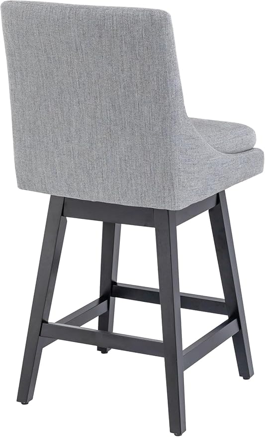 Bar Stool, 26 Inch Upholstered Barstools with 14.2" High Back and Footrest, Swivel Counter Height Barstools for Kitchen Island Home Bar Performance Fabric Gray