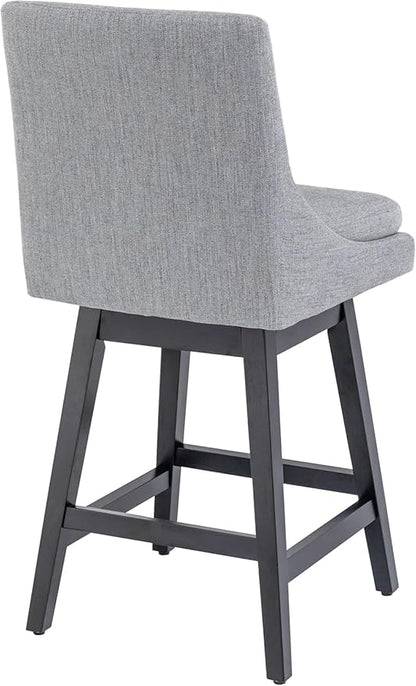 Bar Stool, 26 Inch Upholstered Barstools with 14.2" High Back and Footrest, Swivel Counter Height Barstools for Kitchen Island Home Bar Performance Fabric Gray