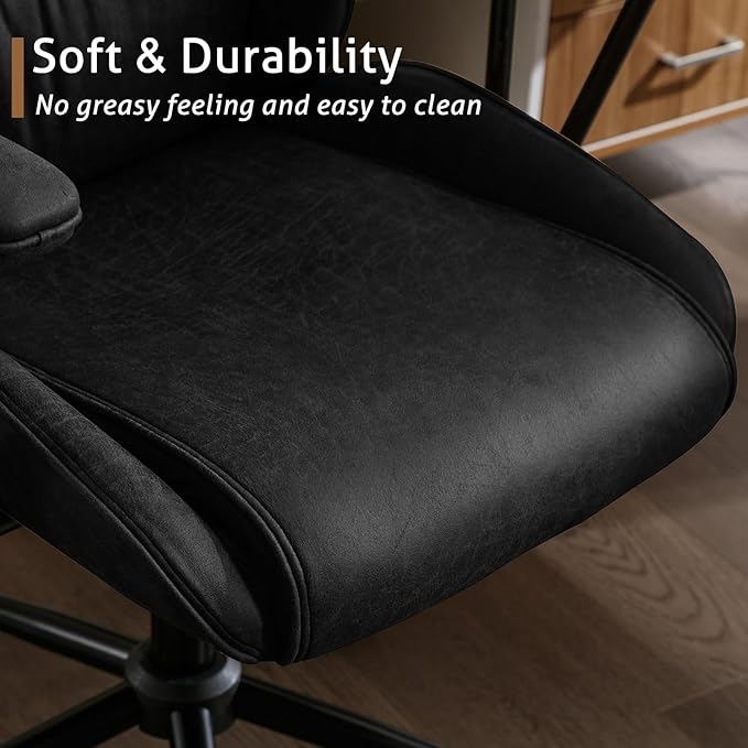 High Back Office Desk Chair,Ergonomic Reclining Office Chair,Modern Swivel Computer Chair,Conference Room Chairs,Black Leather Chair with Lumbar Support,330lbs