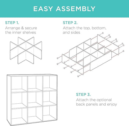 Best Choice Products 9-Cube Storage Organizer, 11in Shelf Opening, Bookcase, Display Shelf, Customizable w/ 3 Removable Back Panels - Walnut