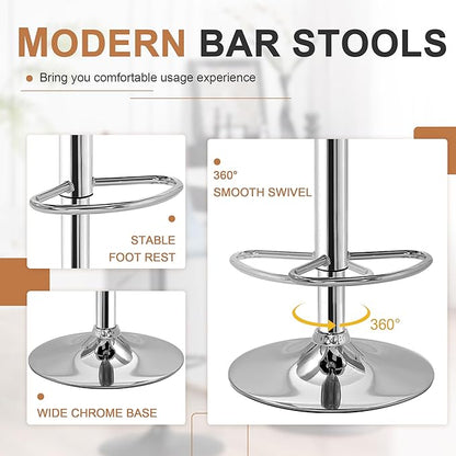 Adjustable Bar Stools Set of 2, Bar Height Stools for Kitchen Counter,Brown