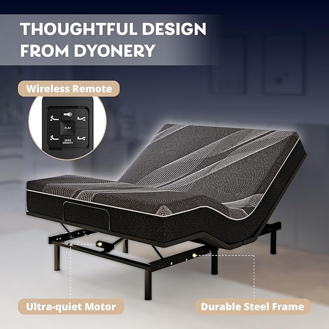 Twin XL Adjustable Bed Base Frame with Wireless Remote + 10 Inch Twin XL Gel Memory Foam Mattress Bed in a Box, Head and Foot Incline, Zero Gravity, Fiberglass Free, 80" × 38"