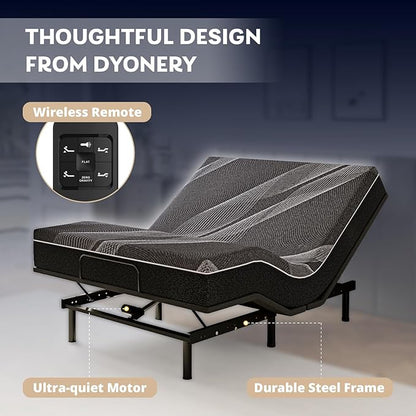 Full Adjustable Bed Base Frame with Wireless Remote + 12 Inch Full Gel Memory Foam Mattress Bed in a Box, Head and Foot Incline, Zero Gravity, Fiberglass Free, 75" × 54"