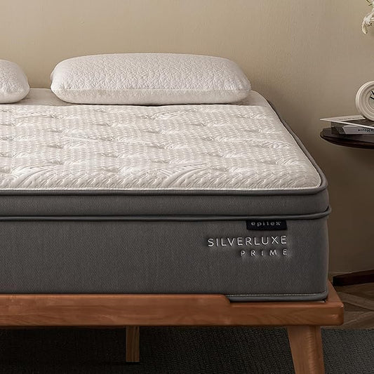 EPITEX Silverluxe Prime Queen Mattress, 12 Inch Gel Memory Foam Queen Size Mattress in a Box, Individual Pocket Spring for Low Motion Transfer, Medium Firm Mattress, Gray