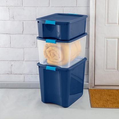 Sterilite 12-Pack Latch and Carry, Clear Plastic Storage Bins with Latching Lids and Full-Grip Handles, 18 Gallon