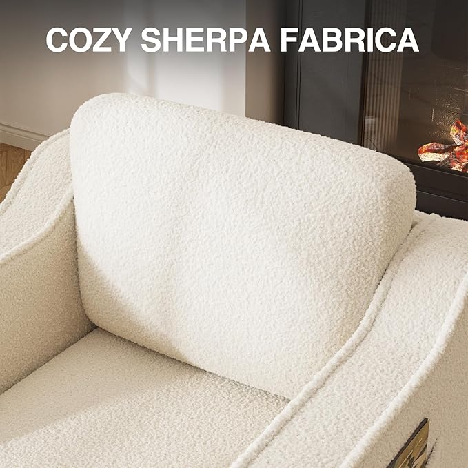 Swivel Accent Chair Set of 2 for Living Room, 30 Inches Barrel Upholstered Armchair, Cozy Modern Arm Chair Single Sofa for Bedroom, Apartment, Reading Room, White