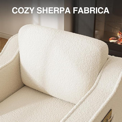 Swivel Accent Chair Set of 2 for Living Room, 30 Inches Barrel Upholstered Armchair, Cozy Modern Arm Chair Single Sofa for Bedroom, Apartment, Reading Room, White