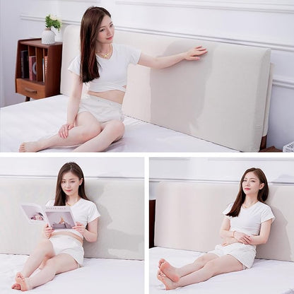 Upholstered Full Headboard, No Tools Needed, Wall Mounted Headboard with Removeable Washable Linen, Multi-Functional Backrest (Beige)