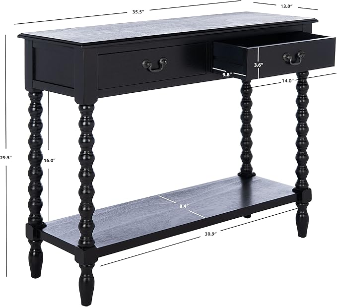 SAFAVIEH Home Collection Athena Black 2-Drawer Console Table