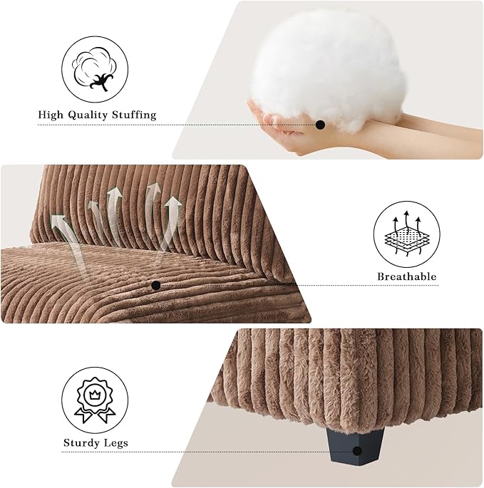 Modular Sectional Sofa, 157.48" Oversized Cloud Couch, 4 Deep Seat Comfy Modular for Living Room, Plush Cushion Covers Removable, Brown