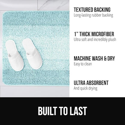 GORILLA GRIP Ultra Soft Plush Bathroom Rugs with Textured Rubber Backing, Absorbent Quick Dry Bath Mat, Machine Washable Shower Mats, Home Décor Accessories Bathmat Rug Essentials, 24 x 16 Light Blue