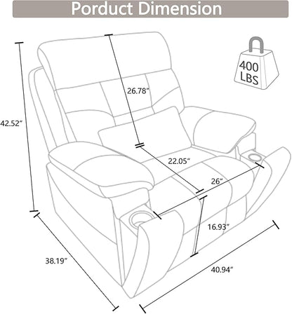 Dual Motor Power Lift Chair Recliners, 180°Lay Flat Sleeping Recliner Chairs for Elderly with Heat Massage, Spacious Seat, Cup Holders, Side Pockets, Lumbar Pillow, Up to 400LBS
