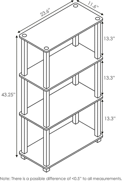 Furinno Turn-N-Tube 4-Tier Multipurpose Shelf Display Rack, Square Tube, Walnut/Brown