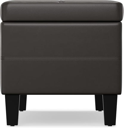 SIMPLIHOME Afton 48 inch Wide Contemporary Rectangle Storage Ottoman Bench in Tanners Brown Vegan Faux Leather, Assembled, For the Living Room and Bedroom
