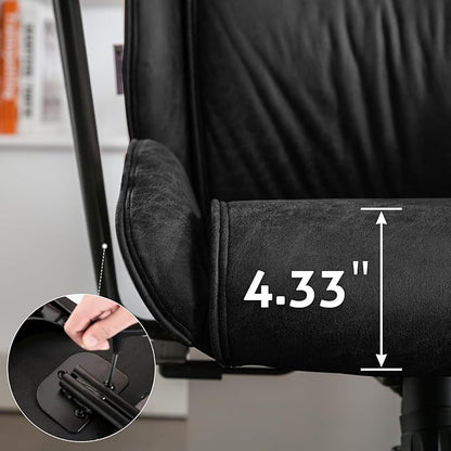 High Back Office Desk Chair,Ergonomic Reclining Office Chair,Modern Swivel Computer Chair,Conference Room Chairs,Black Leather Chair with Lumbar Support,330lbs